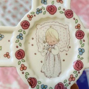 NWT 1991 Precious Moments Velvet Christening Cross